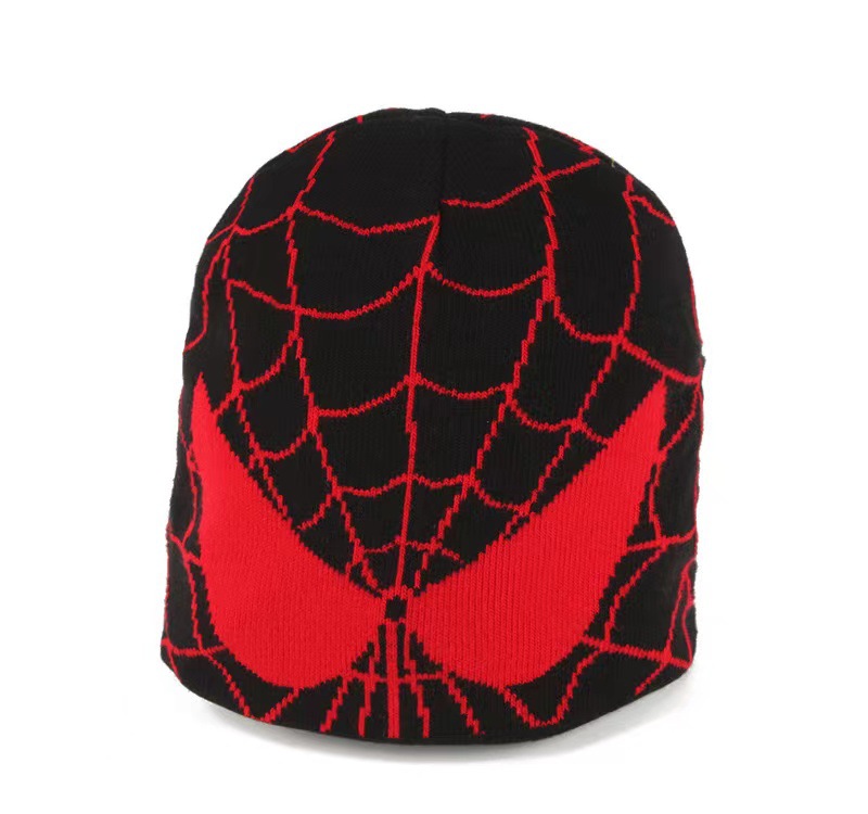 Best Seller in Europe and America Spider-Man Mesh Knitted Hat Man and Woman Cartoon Beanie Hat Warm Hat Winter Foreign Trade Pullover Hat