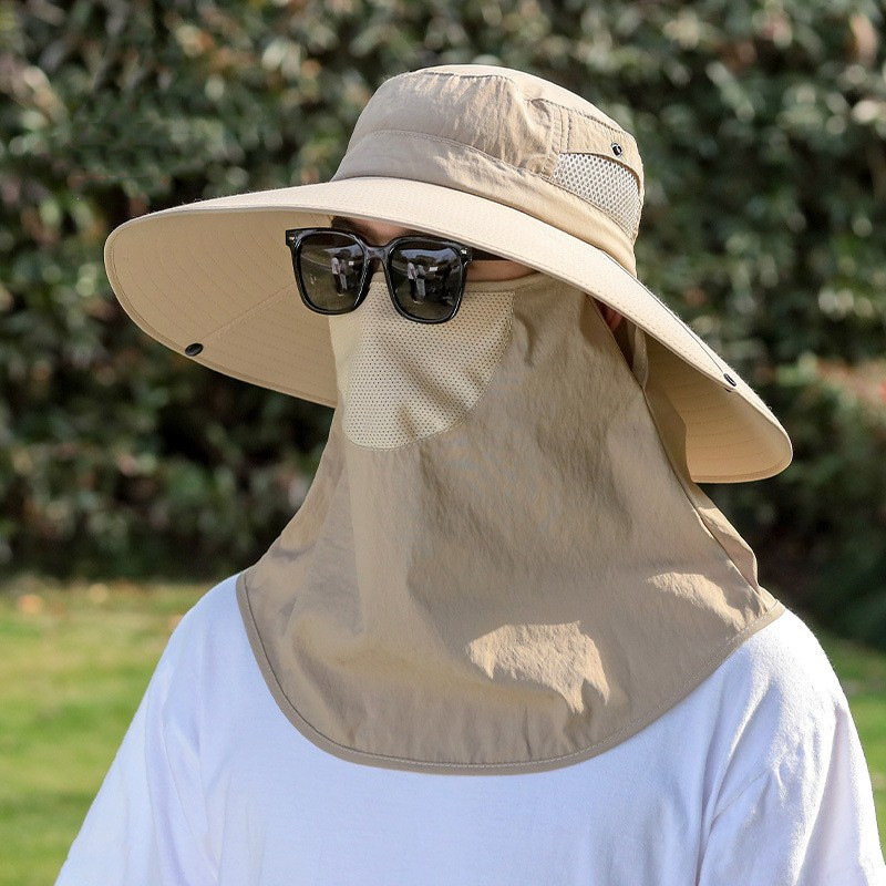 Ranchuangjia Hat Men's Summer Outdoor Mountaineering Fishing Sports Cap Sun-Proof Bucket Hat Big Brim Cover