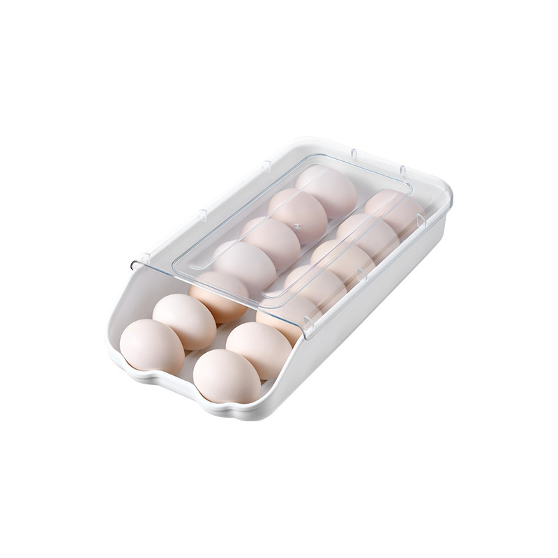 Factory Batch Household Fresh-Keeping with Lid Kitchen Storage Box Organizing Tray Drawer-Type Stackable Refrigerator Egg Storage Box