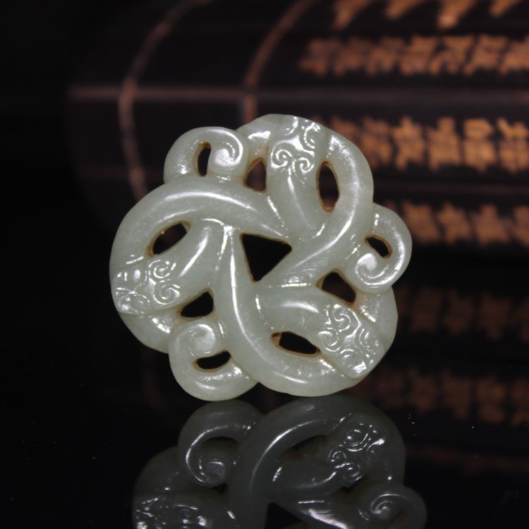 古玉老玉古董古玩杂项和田玉仿古三龙形玉佩镂空玉龙挂件螭龙吊坠