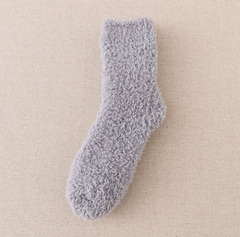 Winter Velvet Thickening Socks Children Fluffy Socks Solid Color Mid-Calf Length Socks Warm Sleeping Socks Room Socks Coral Fleece Socks