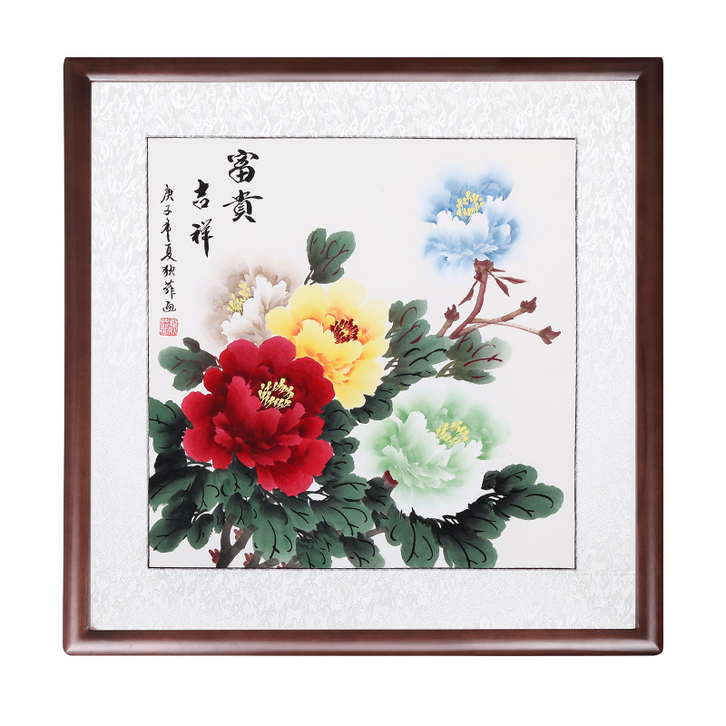 国画牡丹画手绘真迹字画 写意客厅书房装饰画花开富贵风水画斗方