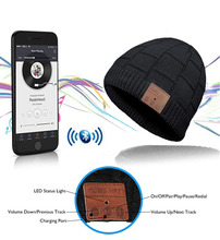 亚马逊新款蓝牙5.0无线针织帽冬季保暖通话音乐帽蓝牙帽子 耳机帽