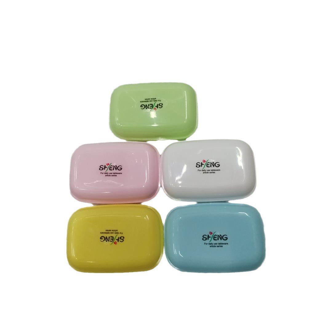simple solid color with cover soap box stickers long round drain soap box multicolor gift soap dish rs-7367