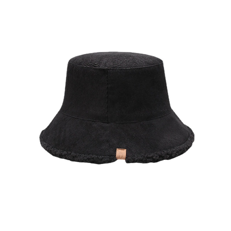 Autumn and Winter Korean Fisherman Hat Women's Double-Sided Lambswool Bucket Hat Makes Face Look Small and Warm Fisherman Basin Hat