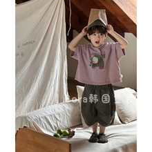 波拉bora韩国男女儿童短袖t恤2024夏装新款中小宝宝帅气时髦上衣
