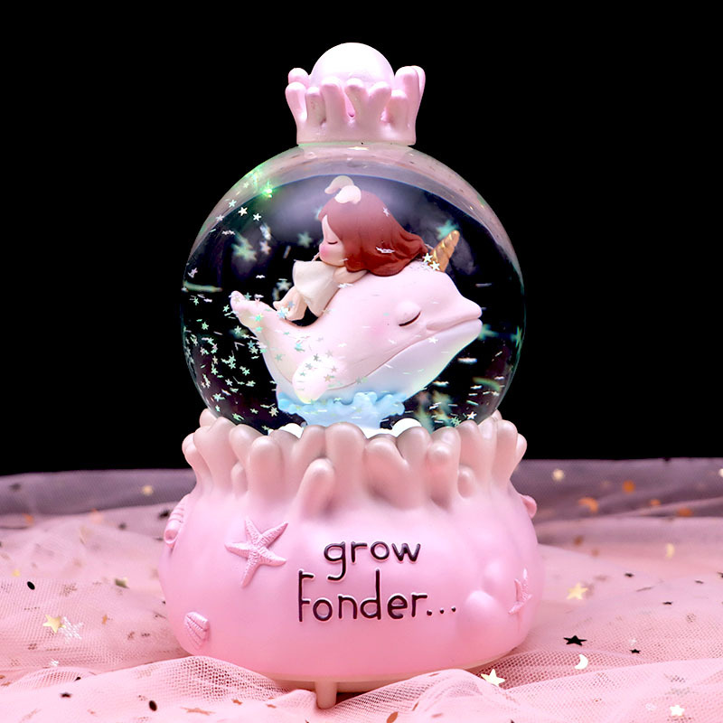 Star Sea Dolphin Girl Crystal Ball Music Box Cartoon Music Box Female Student Creative Birthday Gift Wholesale