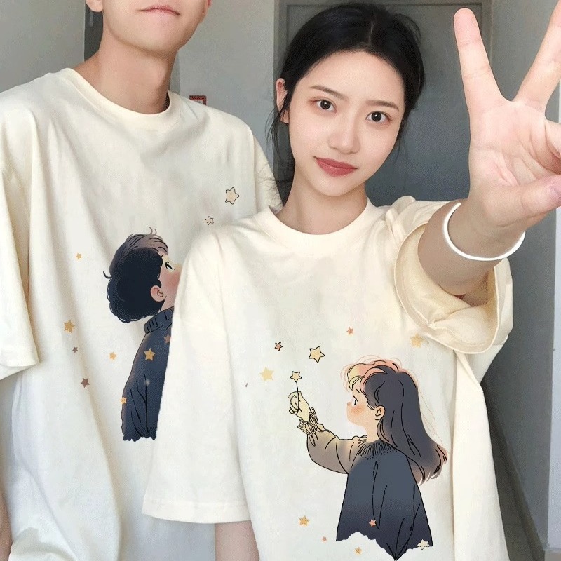 不一样情侣装夏季2024新款潮牌套装高级感特别的很仙短袖t恤男女