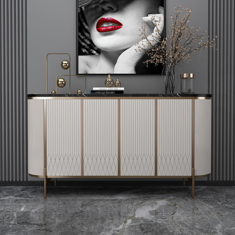 美式餐边柜入户门厅柜轻奢白现代简约玄关柜高级感客厅储物柜子