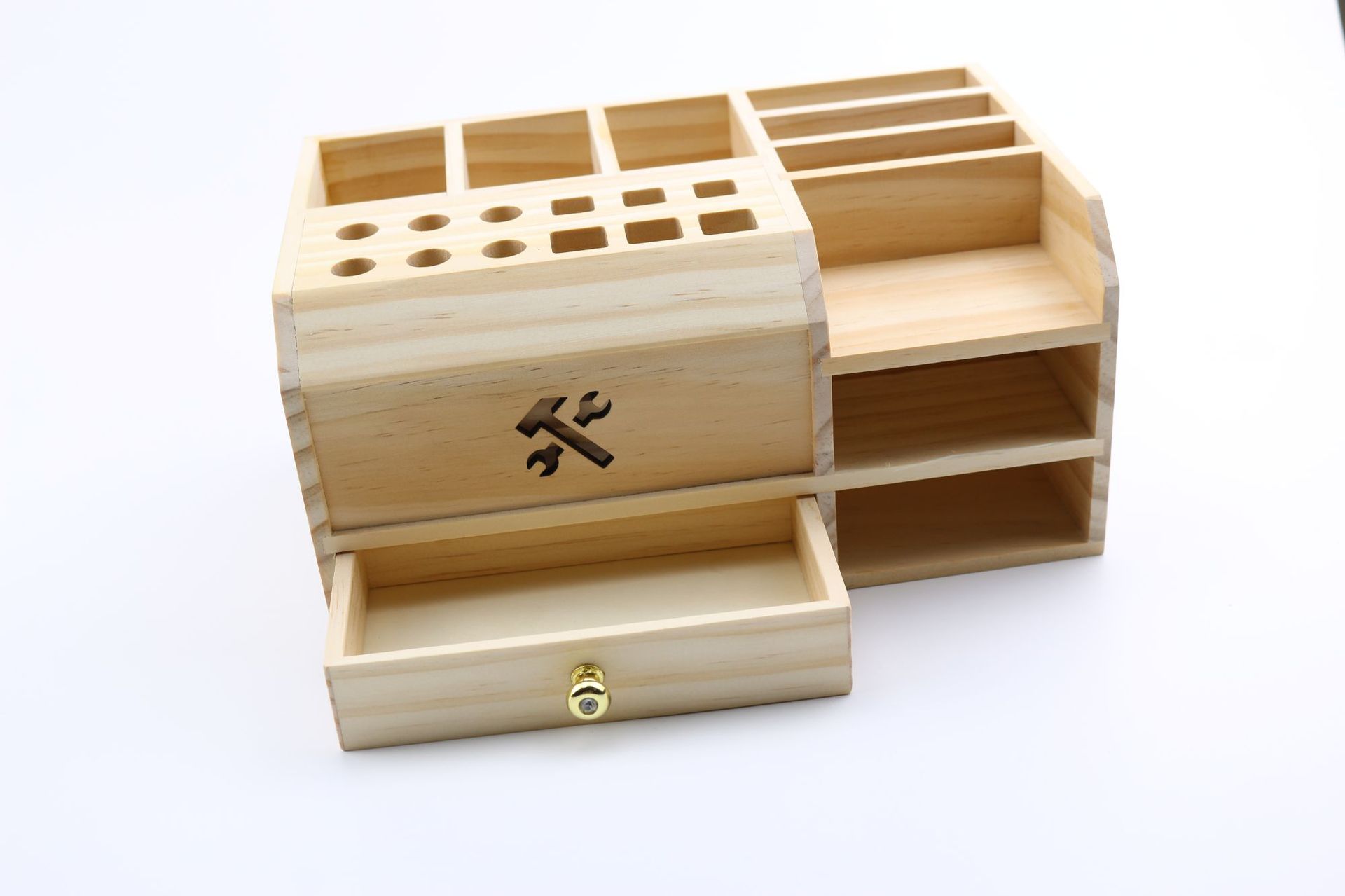 tool box 木制螺丝刀收纳架 手机维修桌面收纳盒 木质 工具零件盒