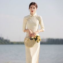 改良旗袍女2024新款年轻款中国风复古高档气质蕾丝长款连衣裙春季