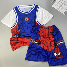 儿童运动套装可发光蜘蛛侠两件套男童动漫球服2023夏季新款休闲潮