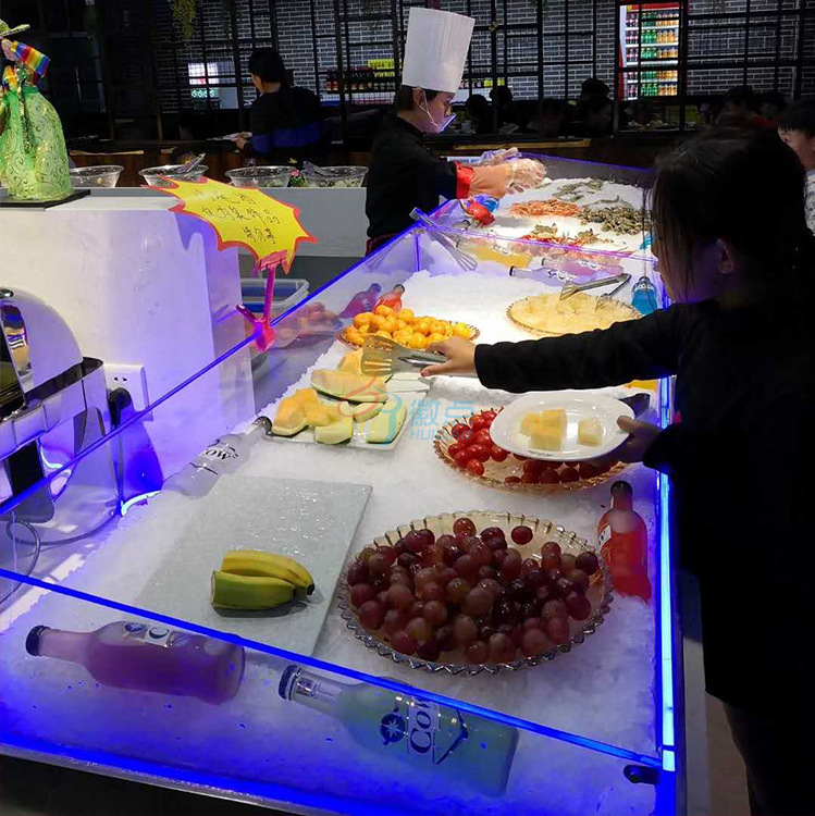 自助餐海鲜冰台台式冰槽菜品展示柜喷雾冷藏保鲜自选柜蓝光灯