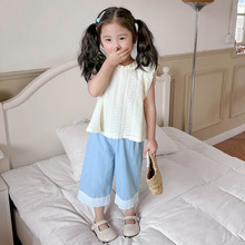 女童牛仔套装2024夏季新款洋气女宝宝夏天童装时髦韩版儿童两件套