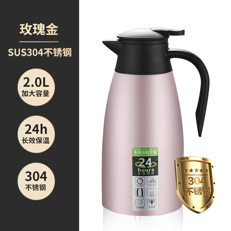 304 Stainless Steel Vacuum Insulated Pot Thermo European Coffee Pot Kettle Household 2L Gift Commercial Logo