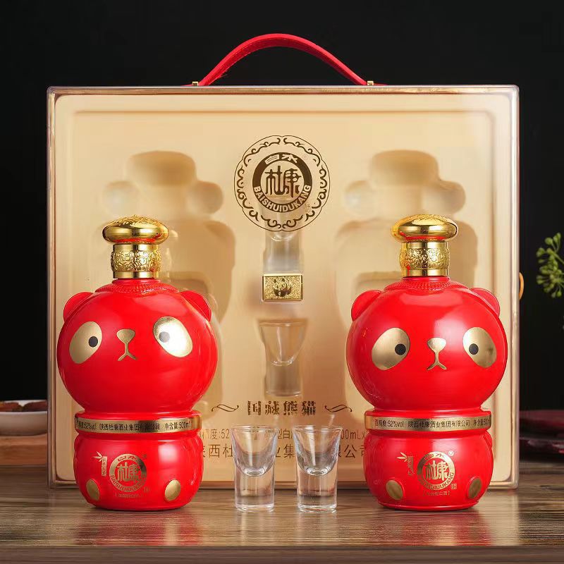 【爆款】白水杜康国藏熊猫52度浓香型白酒500ml礼盒装整箱6瓶起批