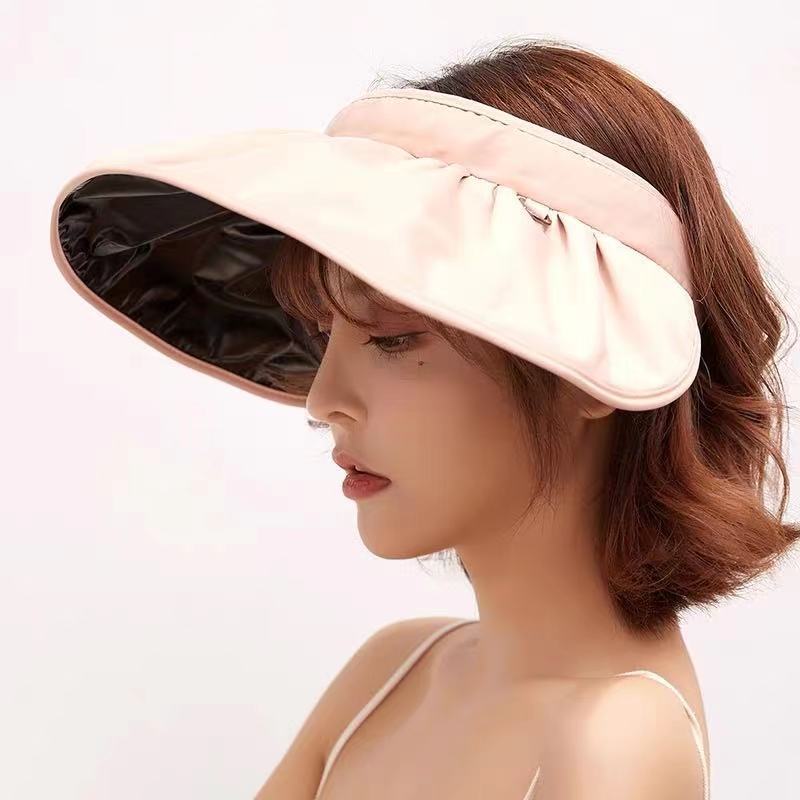 Vinyl Shell-like Bonnet Female Korean Style Sun Hat UV Protection Crownless Sun Hat Barrettes Dual-Use Outdoor Sun Hat