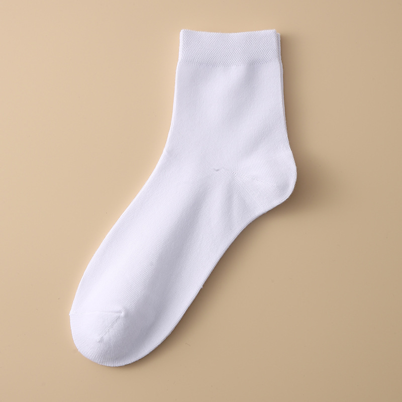 Socks Men's Spring and Summer Pure Cotton Sweat Absorbing Athletic Socks Business Socks Solid Color Stink Prevention Hosiery Cotton Socks Men's Middle Tube Socks