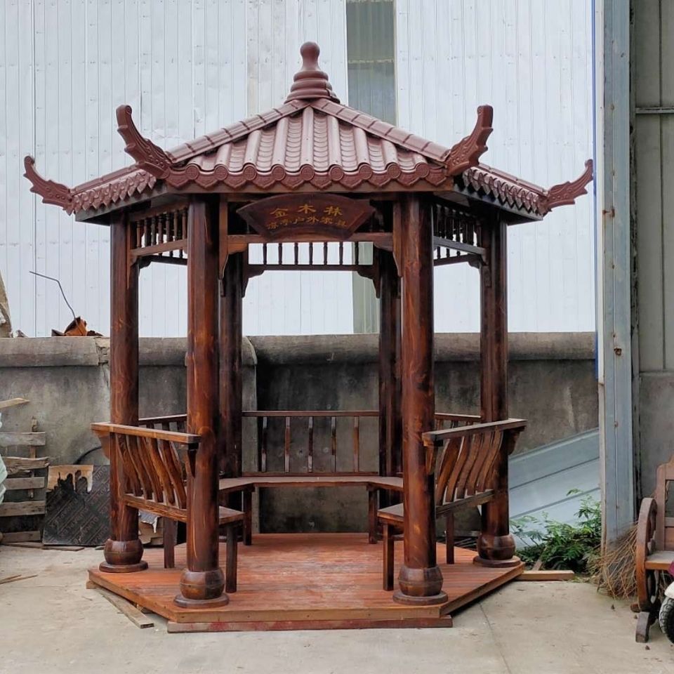 户外碳化厂家 庭院景观 水泥混凝土六角亭和混凝土水泥门楼-报价