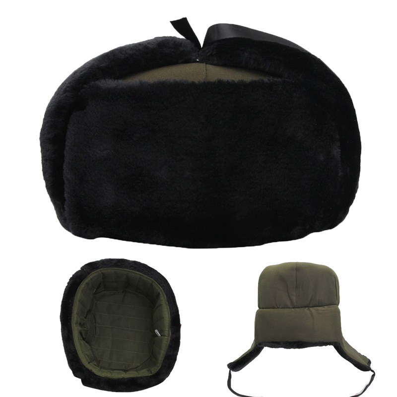 俄罗斯加厚雷锋帽男骑行防寒护耳帽保安执勤棉帽光版中老年东北帽