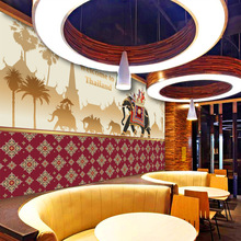 泰国异域风情壁纸东南亚风格装饰大象直播壁画奶茶店餐厅泰式墙