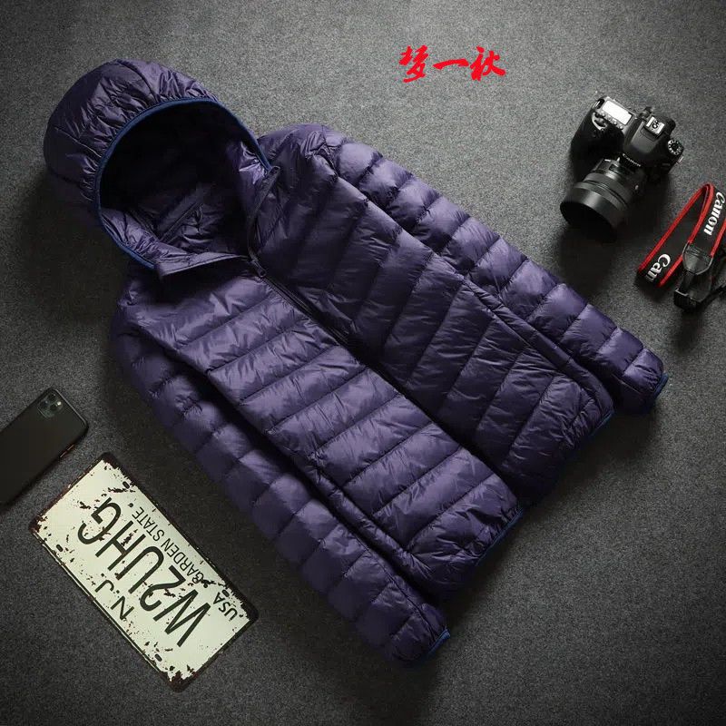 Cotton-Padded Clothes Stall Wholesale off-Season Men's Lightweight down Men's Stand Collar Coat Hooded Youth Casual Middle-Aged and Elderly