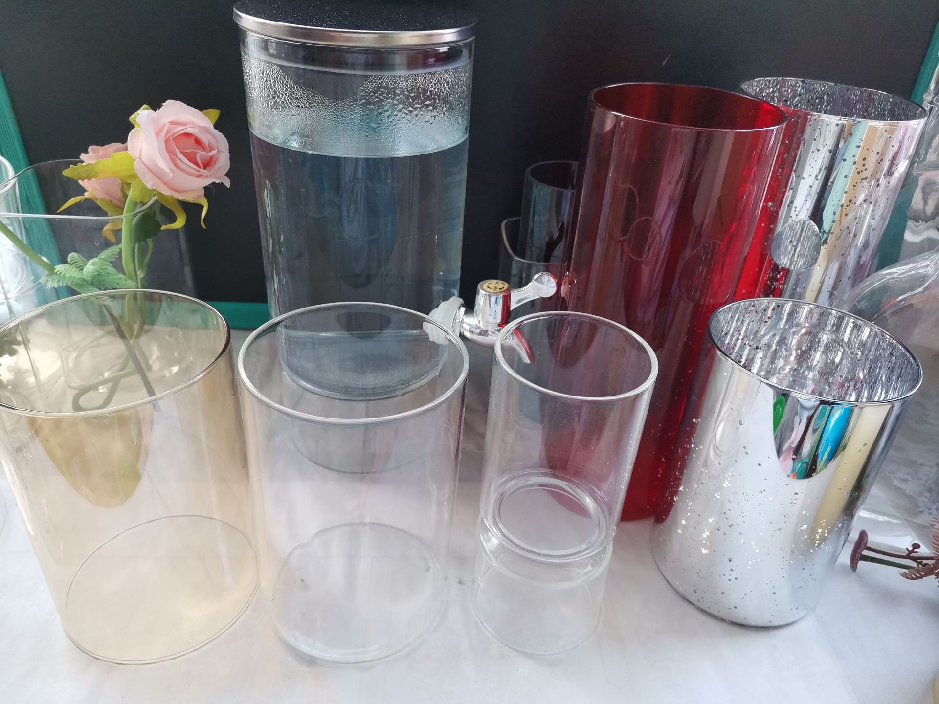 玻璃无底防风罩两通玻璃筒电子蜡烛玻璃烛台玻璃罩烛台杯蜡烛罩