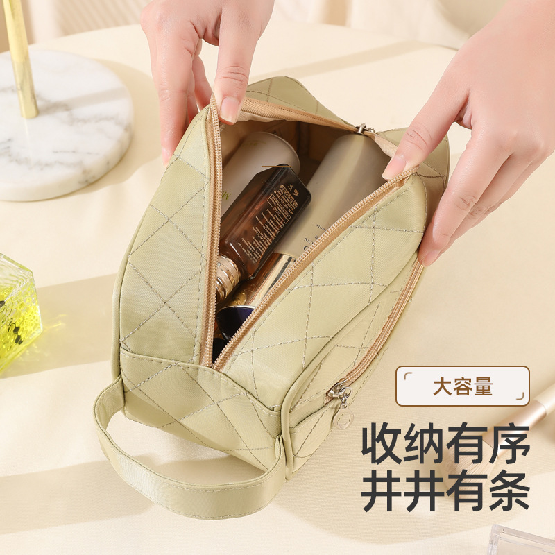 2023 New Cosmetic Bag Rhombus Large Capacity Waterproof Storage Travel Nylon Wash Bag Multifunctional Cosmetic Case
