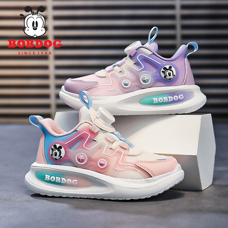 巴布豆童鞋女童鞋子2024新款春秋款中大童网面透气女孩儿童运动鞋