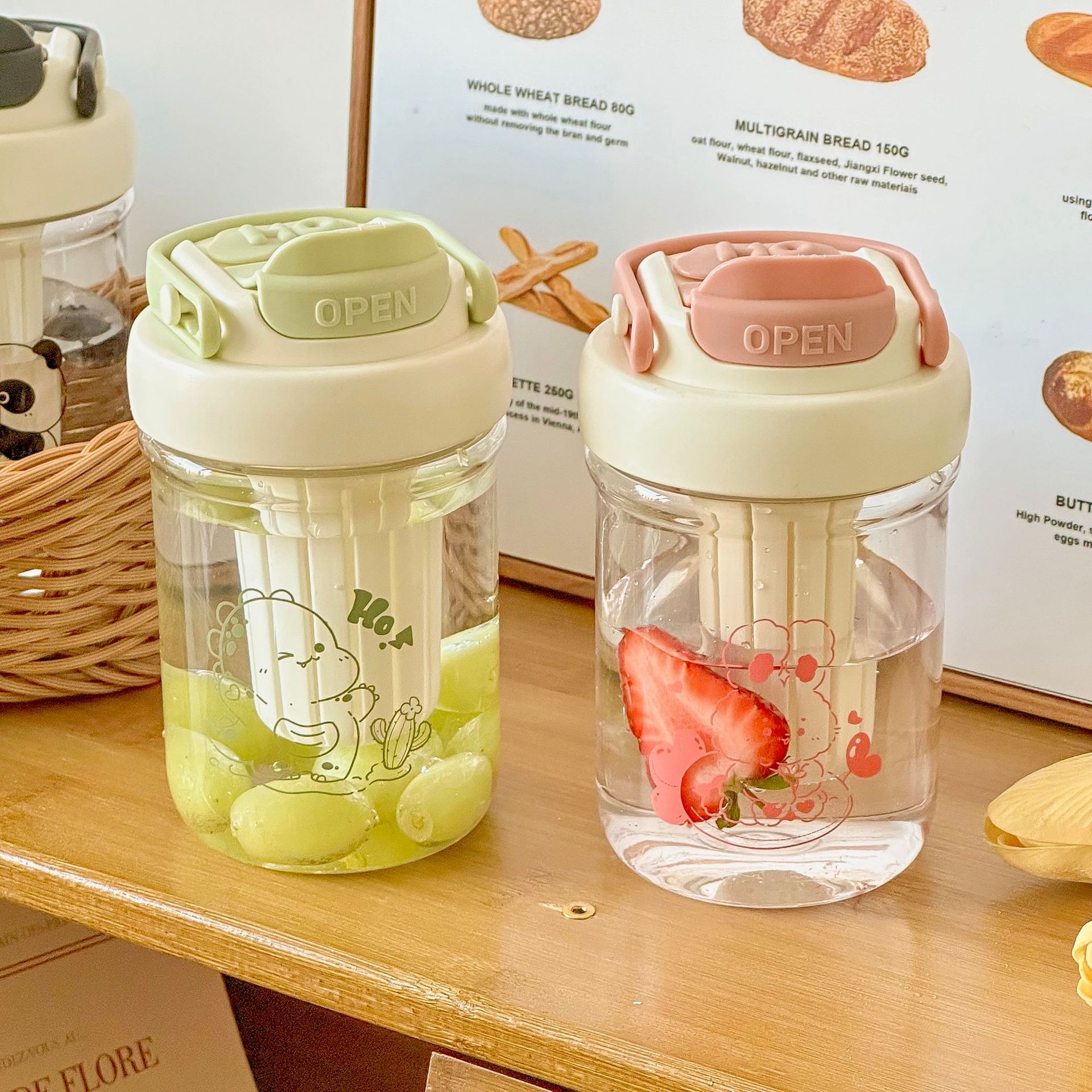 泡茶水杯女生高颜值夏季网红茶水分离吸管杯学生小巧便携塑料杯子