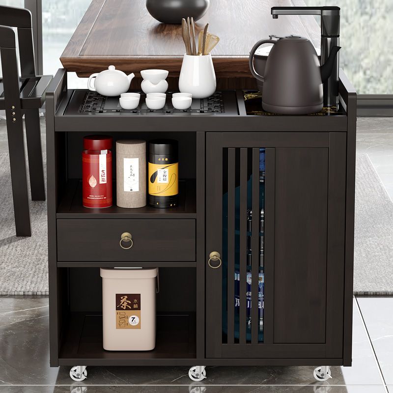 移动茶桌家用小茶台实木茶车茶几茶具套装全自动烧水壶一体茶水柜