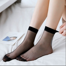 短丝袜女夏季肉色超薄透气浅口短袜透明黑色水晶丝袜无痕