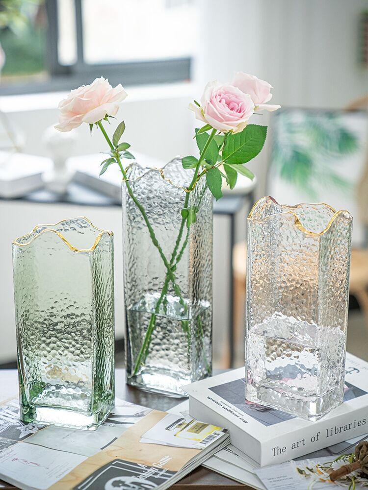 北欧ins风创意波浪口玻璃花瓶透明轻奢网红水养鲜花插花水养家用