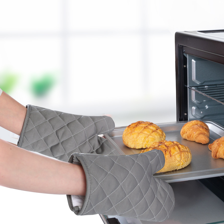 Lengthened Cotton Insulation Gloves Diamond Lattice Thickened Gloves Hook Storage Baking Oven Microwave Oven