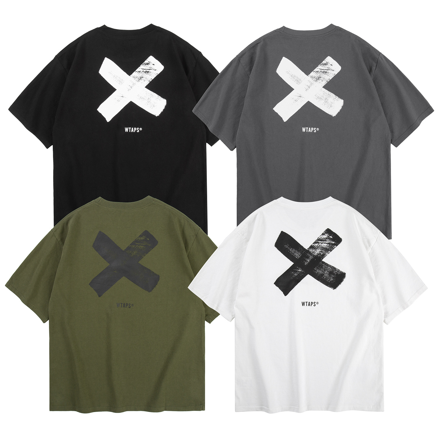 wtaps日系休闲限定款后背涂鸦印花logo圆领休闲重磅短袖t恤男女装