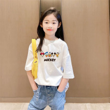 儿童短袖t恤2024夏装韩版中大童女孩宽松百搭半袖圆领洋气上批发