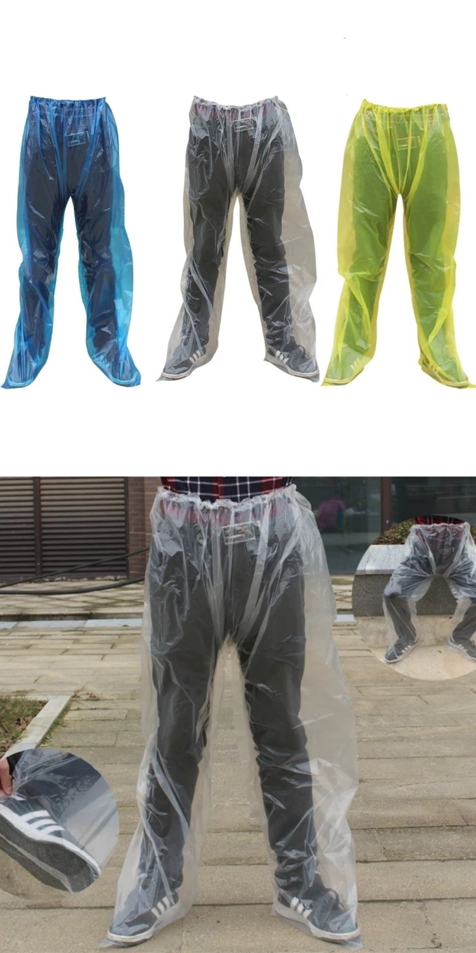 便捷式一次性雨衣鞋套漂流连体游乐园雨裤连脚套装水上乐园带雨鞋