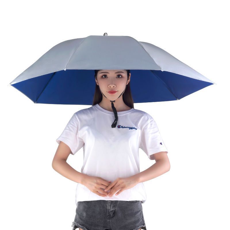 伞帽头戴雨伞帽子钓鱼头戴太阳伞户外采茶环卫防晒斗笠伞折叠大号