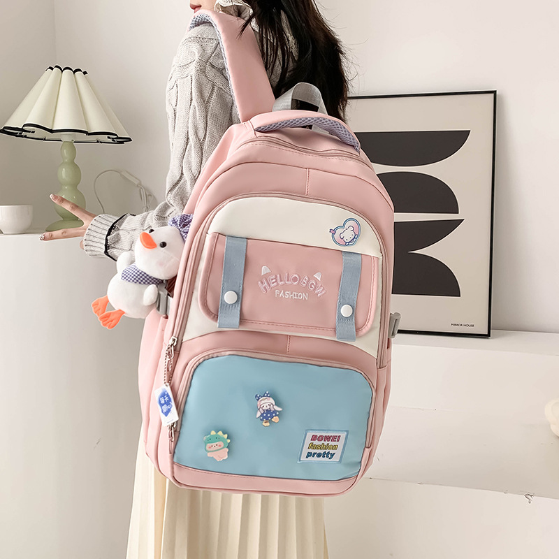 Mori Style Fresh Girls Backpack Japanese University Style Middle School Student Schoolbag New Trendy Casual Contrast Color Backpack