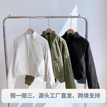 露露家外贸直播同款新款美式飞行员立领夹克高腰短款棉衣大牌平替