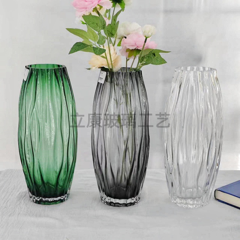Factory Direct Sales Creative Ice Pattern Series Glass Vase Hydroponic Flowers Home Hotel Decoration Decorative Flower Vase Flower Vase