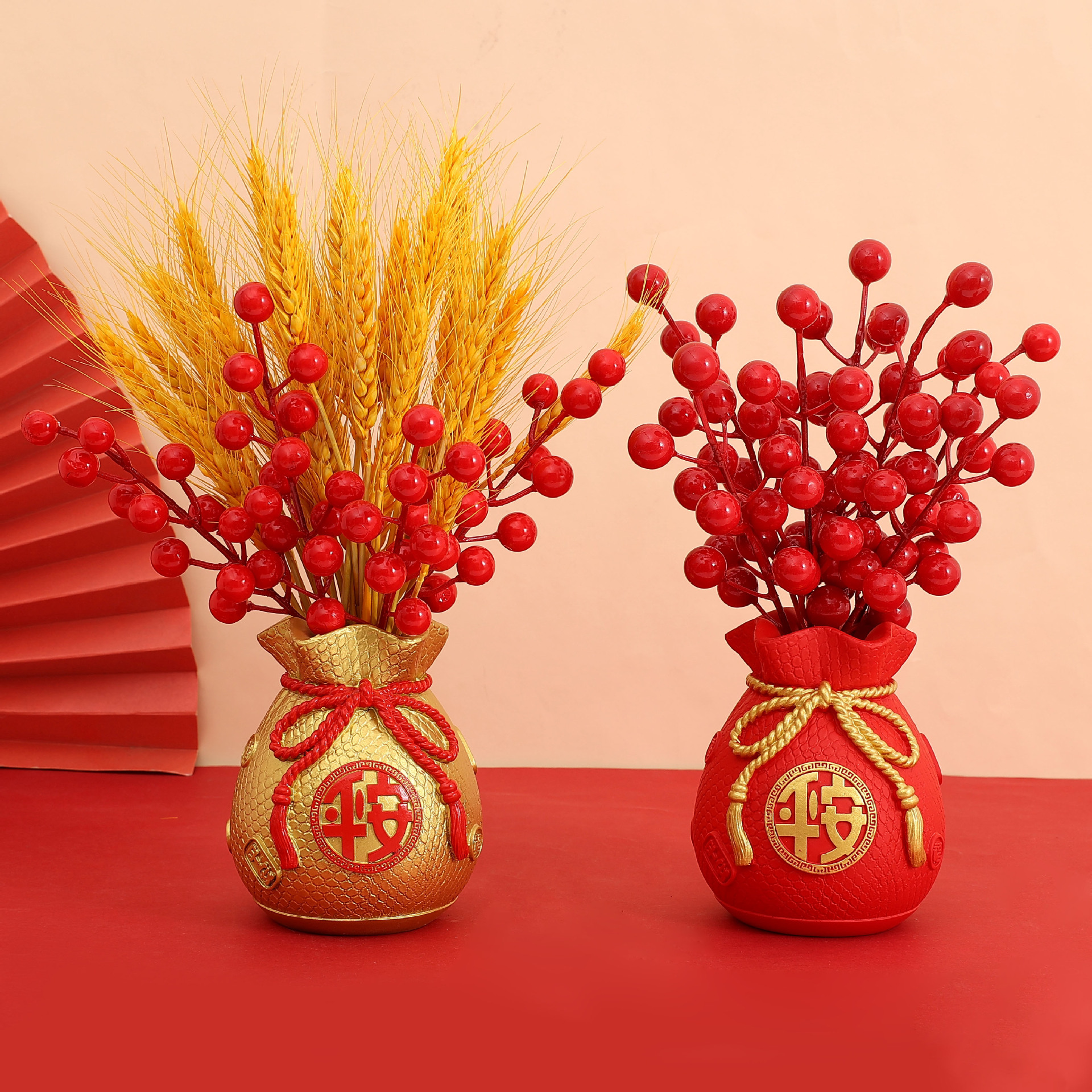 wheat ear vase wholesale money bag red fruit dried vase living room decoration housewarming gift