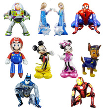 3D立体组装爱莎蜘蛛侠钢铁蝙蝠儿童卡通玩具派对装饰站立铝膜气球
