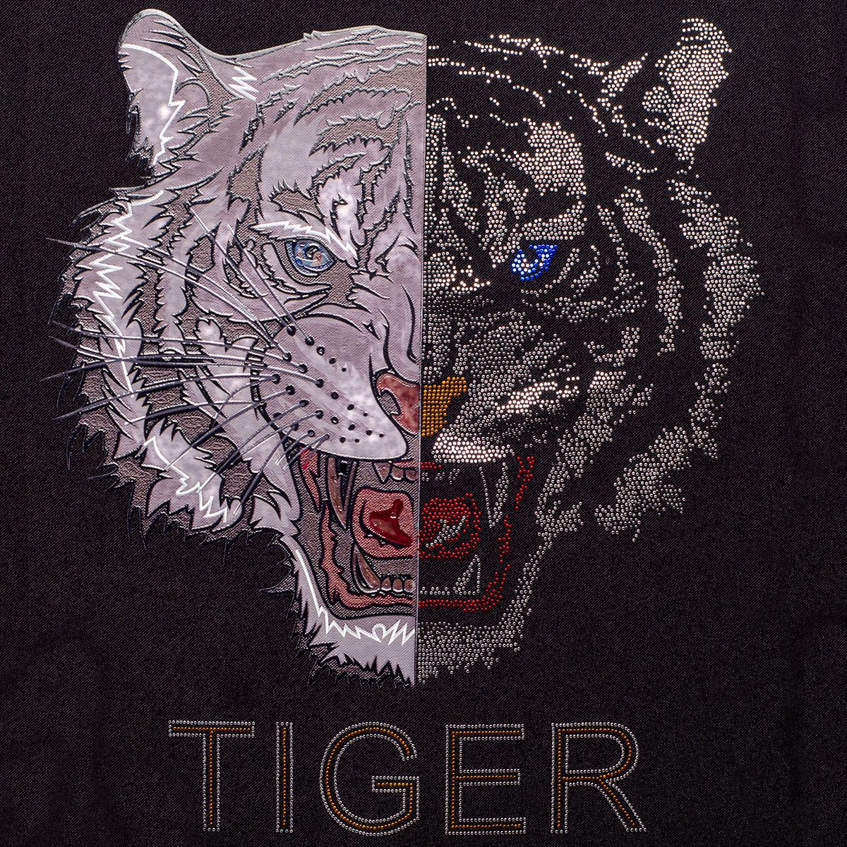 老虎头烫钻烫图成品 衣服服装老虎头烫钻  现货印花烫钻t恤烫图贴