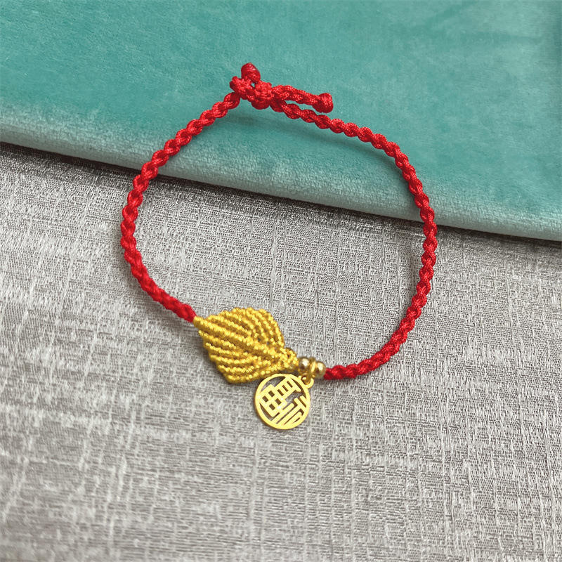 一夜暴富金枝玉叶手绳手链女转运珠情侣本命年编织红绳延绵福运绳
