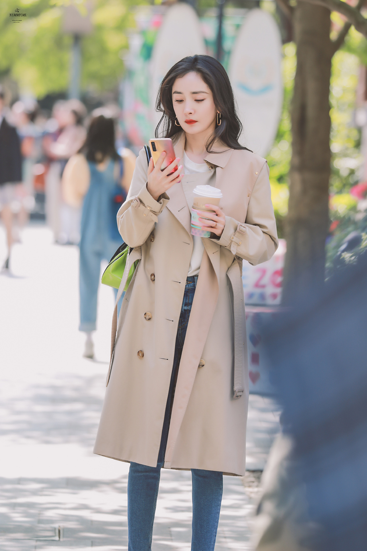 爱的二八定律杨幂明星同款卡其色风衣女中长款气质英伦风宽松外套