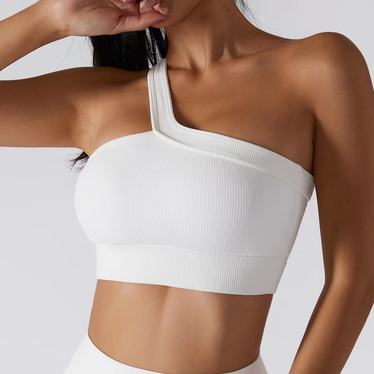 Europe and America Cross Border Seamless Thread Sexy One-Shoulder Exercise Yoga Clothes Bra Vest Female