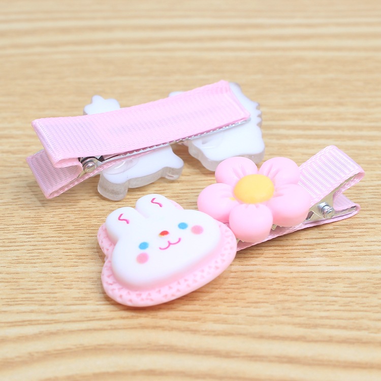 D112 New Hair Accessories Korean Style Fresh Pink Purple Children Barrettes Pairs Cute Cute Cartoon Side Clip