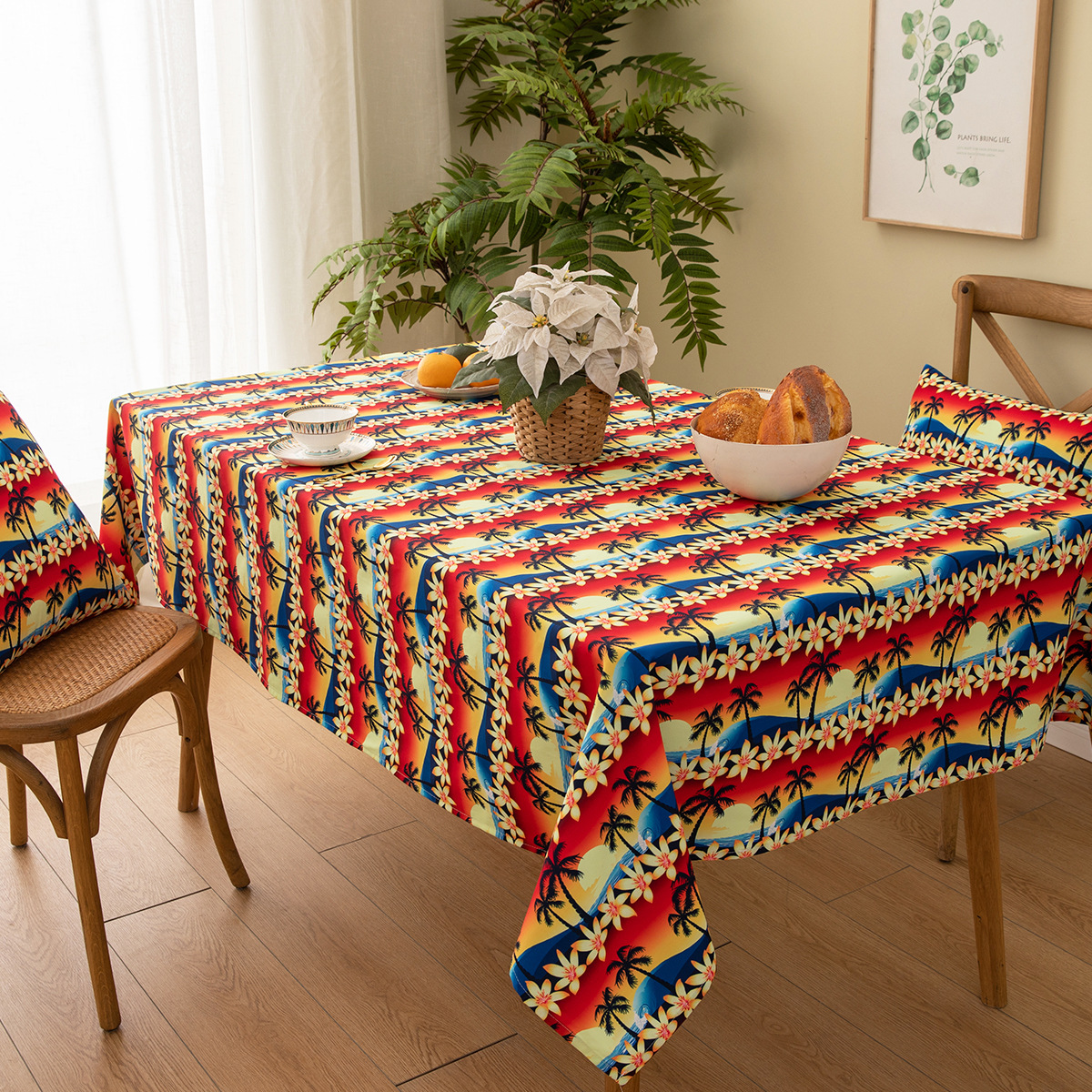 热带夏威夷桌布花色度假派对ins风桌布花朵茶几桌盖布野餐布