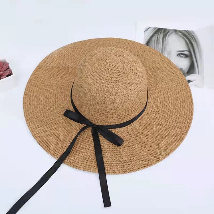 Vacation Hat Seaside Big Brim Road Flying Straw Hat Female Summer Beach Hat All-Matching Foldable Sun Hat Worker